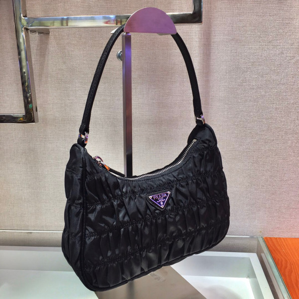 Pra*a nylon and saffiano leather mini bag