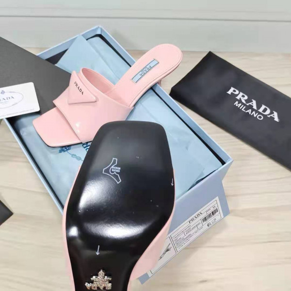 Pra*a brushed leather mid-heeled slides