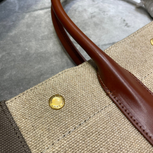 YSL RIVE GAUCHE N/S SHOPPING BAG IN LINEN AND COTTON