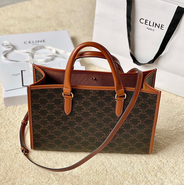 Ce**e mini horizontal cabas in triomphe canvas and calfskin