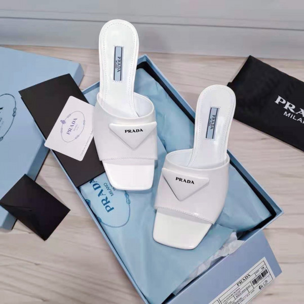 Pra*a brushed leather mid-heeled slides