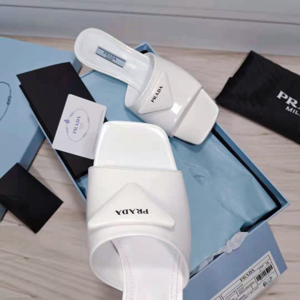 Pra*a brushed leather mid-heeled slides