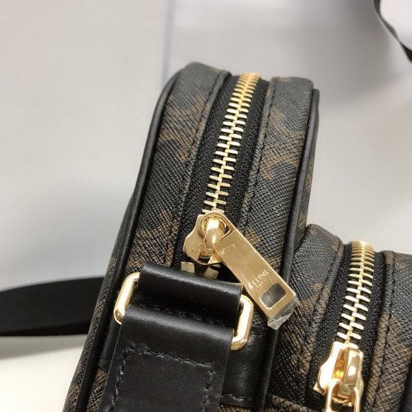 Ce**e mini pocket messenger bag in triomphe canvas and calfskin