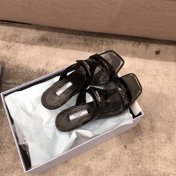 Pra*a brushed leather high-heeled thong sandals