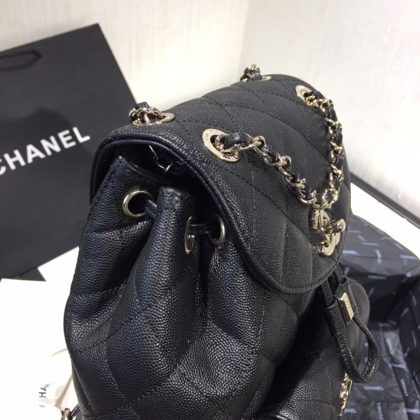 CL BACKPACK IN CAVIAR WITH GOLD HARDWARE