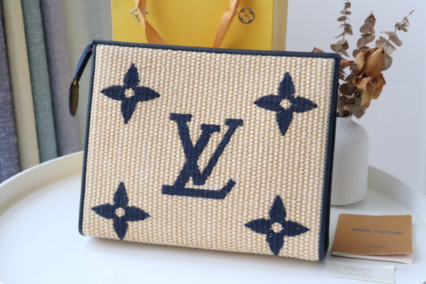 l**is V*t*n monogram raffia toiletry pouch