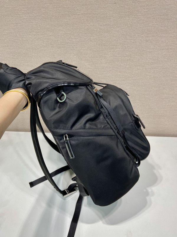 Pra*a re-nylon and brushed leather backpack