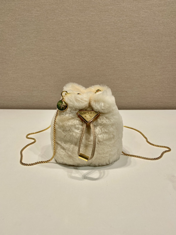 Pra*a shearling bucket bag