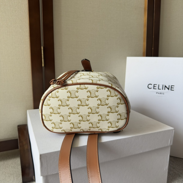 Ce**e mini backpack folco in triomphe canvas and calfskin