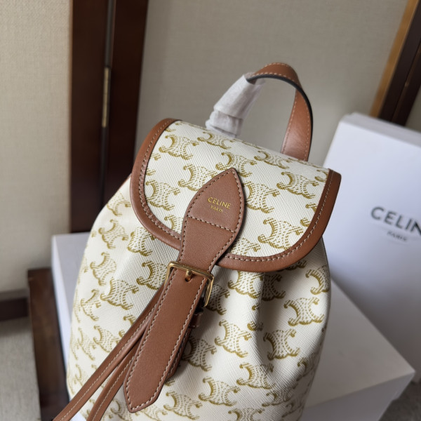 Ce**e mini backpack folco in triomphe canvas and calfskin